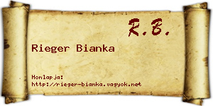Rieger Bianka névjegykártya